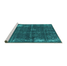 Sideview of Machine Washable Oriental Turquoise Industrial Area Rugs, wshurb2207turq