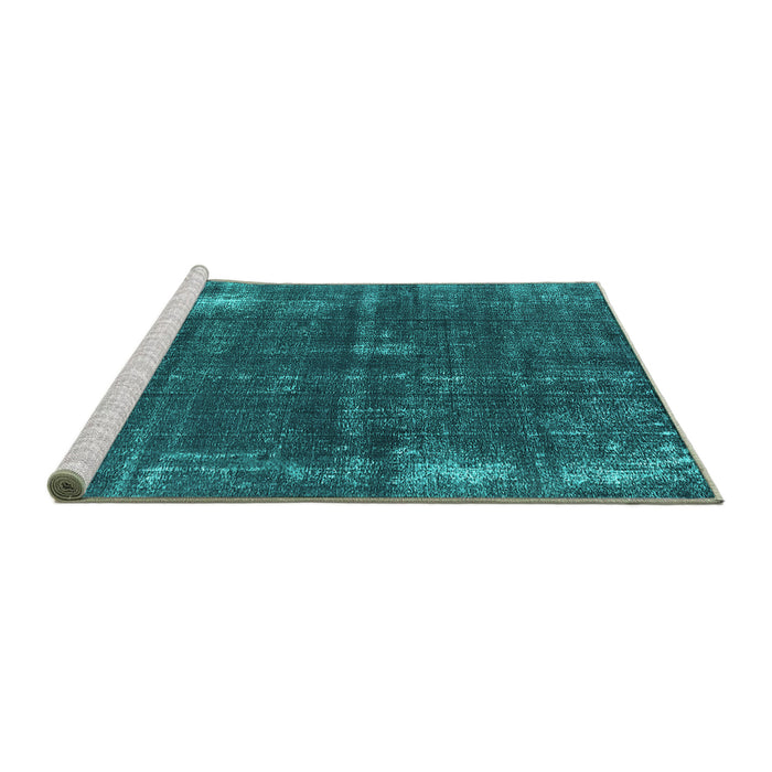 Sideview of Machine Washable Oriental Turquoise Industrial Area Rugs, wshurb2207turq