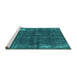 Sideview of Machine Washable Oriental Turquoise Industrial Area Rugs, wshurb2207turq