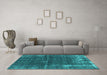 Machine Washable Oriental Turquoise Industrial Area Rugs in a Living Room,, wshurb2207turq