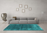 Machine Washable Oriental Turquoise Industrial Rug, wshurb2207turq