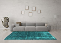 Machine Washable Oriental Turquoise Industrial Area Rugs in a Living Room,, wshurb2207turq
