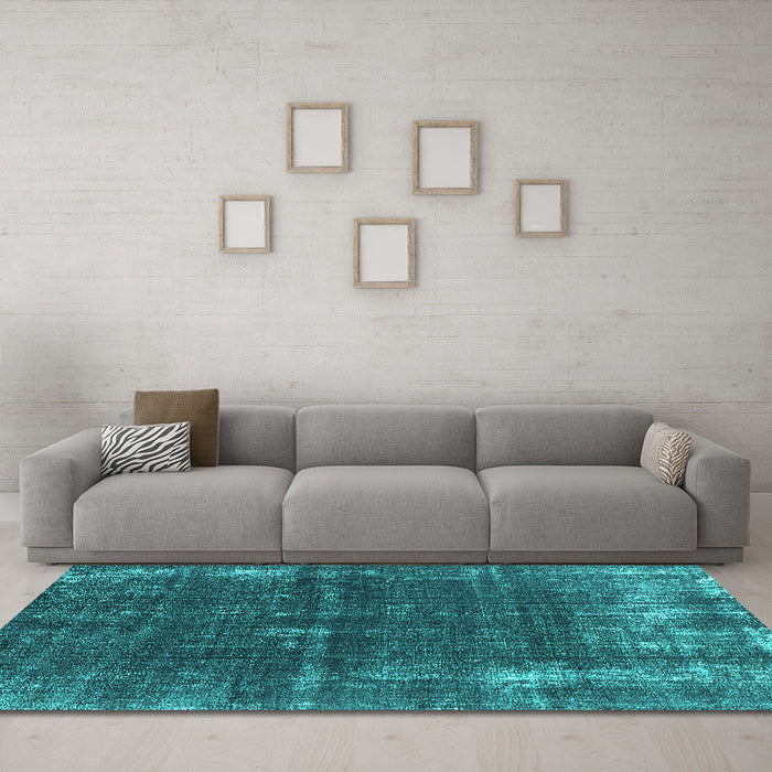 Machine Washable Oriental Turquoise Industrial Area Rugs in a Living Room,, wshurb2207turq