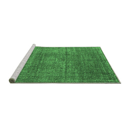 Sideview of Machine Washable Oriental Emerald Green Industrial Area Rugs, wshurb2208emgrn