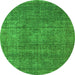 Round Oriental Green Industrial Rug, urb2208grn