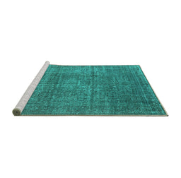 Sideview of Machine Washable Oriental Turquoise Industrial Area Rugs, wshurb2208turq