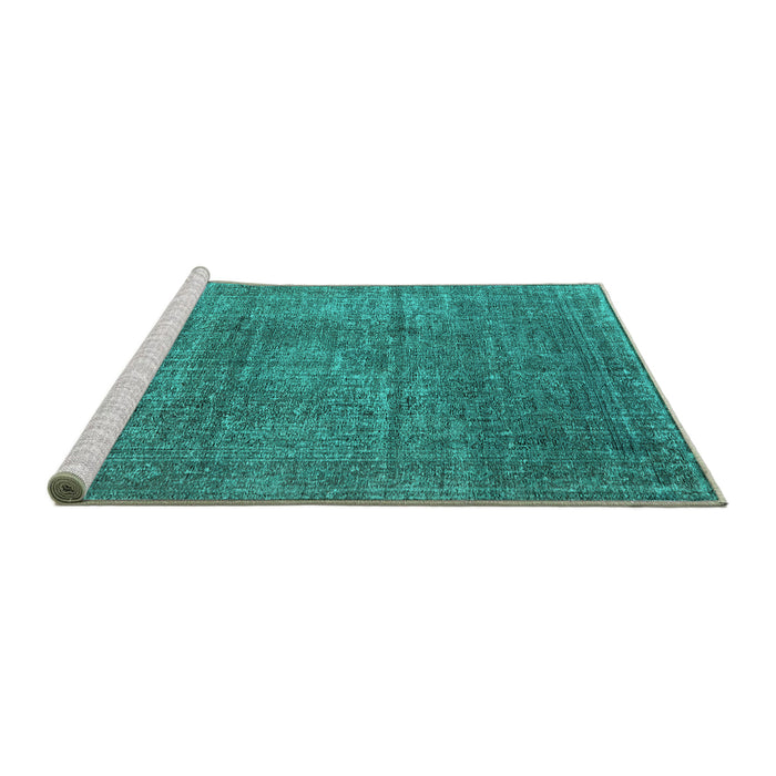 Sideview of Machine Washable Oriental Turquoise Industrial Area Rugs, wshurb2208turq
