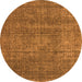 Round Machine Washable Oriental Orange Industrial Area Rugs, wshurb2208org