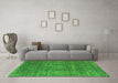 Machine Washable Oriental Green Industrial Area Rugs in a Living Room,, wshurb2208grn