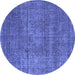 Round Oriental Blue Industrial Rug, urb2208blu