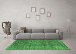 Machine Washable Oriental Emerald Green Industrial Area Rugs in a Living Room,, wshurb2208emgrn