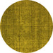 Round Oriental Yellow Industrial Rug, urb2208yw