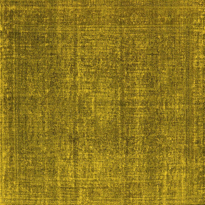 Square Machine Washable Oriental Yellow Industrial Rug, wshurb2208yw