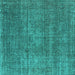 Square Oriental Turquoise Industrial Rug, urb2208turq