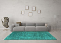 Machine Washable Oriental Turquoise Industrial Rug, wshurb2208turq