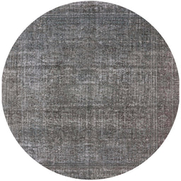 Round Mid-Century Modern Gray Oriental Rug, urb2208