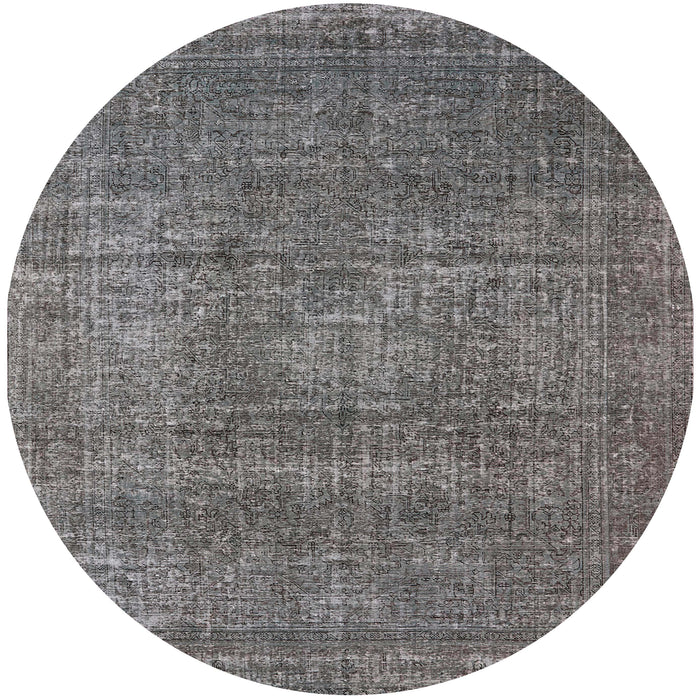 Round Mid-Century Modern Gray Oriental Rug, urb2208