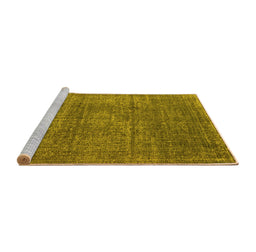 Sideview of Machine Washable Oriental Yellow Industrial Rug, wshurb2208yw