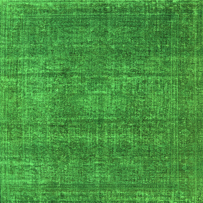 Square Machine Washable Oriental Green Industrial Area Rugs, wshurb2208grn