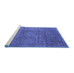 Sideview of Machine Washable Oriental Blue Industrial Rug, wshurb2208blu