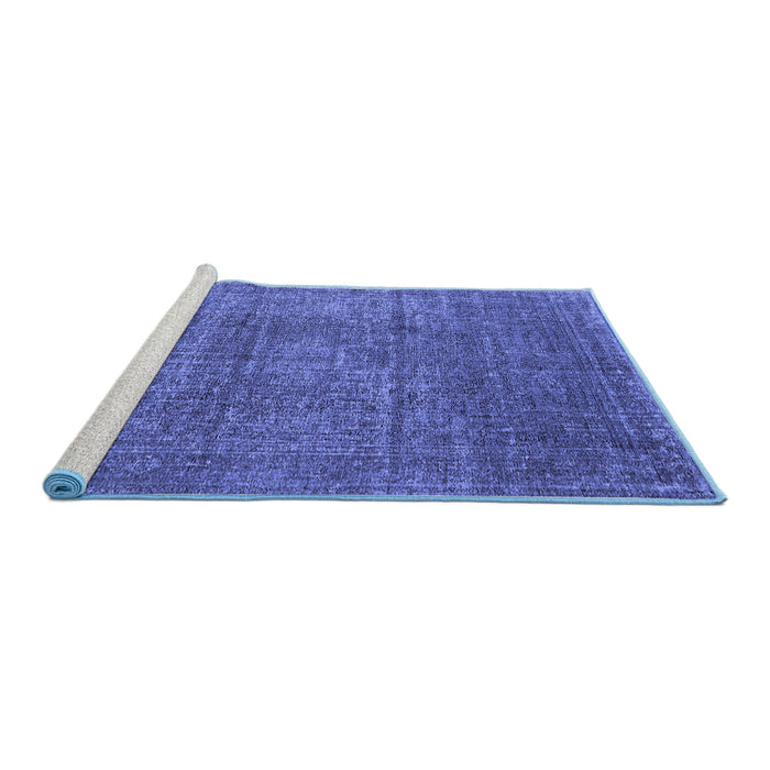 Sideview of Machine Washable Oriental Blue Industrial Rug, wshurb2208blu