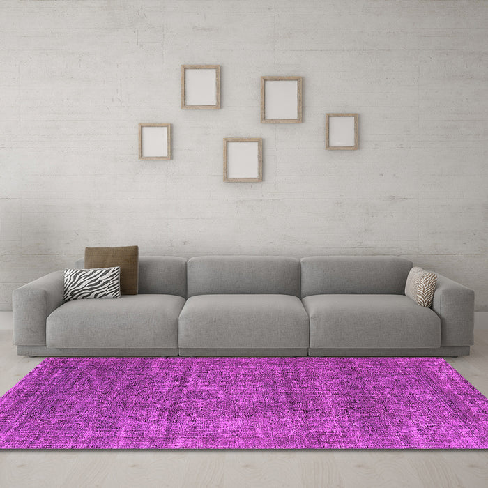 Machine Washable Oriental Pink Industrial Rug in a Living Room, wshurb2208pnk