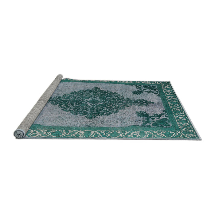 Sideview of Machine Washable Industrial Modern Greenish Blue Green Rug, wshurb2209