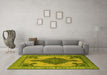 Machine Washable Oriental Yellow Industrial Rug in a Living Room, wshurb2209yw