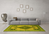 Machine Washable Oriental Yellow Industrial Rug, wshurb2209yw