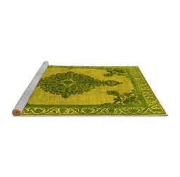 Sideview of Machine Washable Oriental Yellow Industrial Rug, wshurb2209yw