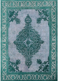 Machine Washable Industrial Modern Greenish Blue Green Rug, wshurb2209