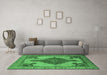 Machine Washable Oriental Emerald Green Industrial Area Rugs in a Living Room,, wshurb2209emgrn