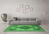 Machine Washable Oriental Emerald Green Industrial Rug, wshurb2209emgrn