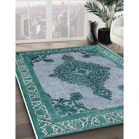 Mid-Century Modern Greenish Blue Green Oriental Rug, urb2209