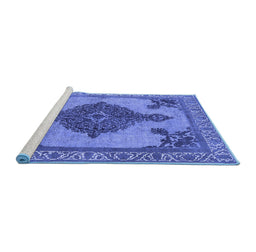 Sideview of Machine Washable Oriental Blue Industrial Rug, wshurb2209blu