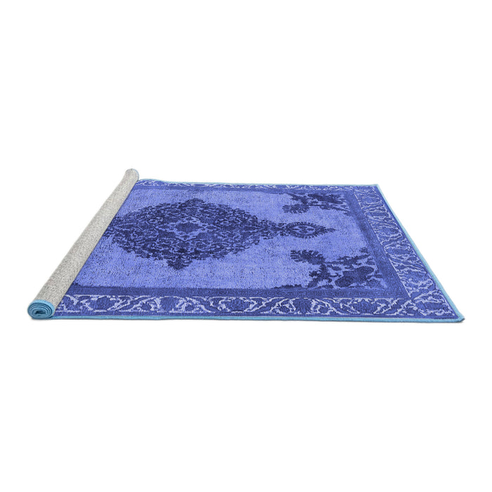 Sideview of Machine Washable Oriental Blue Industrial Rug, wshurb2209blu