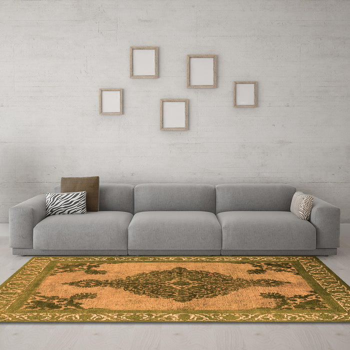 Machine Washable Oriental Orange Industrial Area Rugs in a Living Room, wshurb2209org