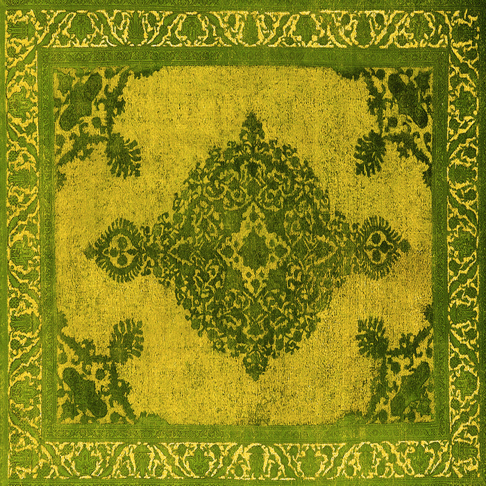 Square Machine Washable Oriental Yellow Industrial Rug, wshurb2209yw