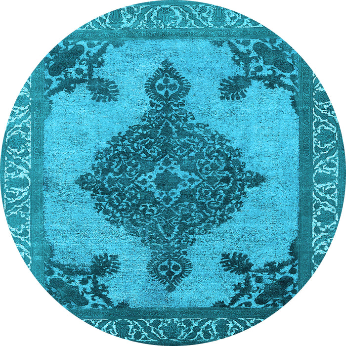 Round Oriental Light Blue Industrial Rug, urb2209lblu