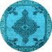 Round Oriental Light Blue Industrial Rug, urb2209lblu