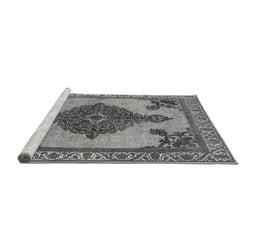 Sideview of Machine Washable Oriental Gray Industrial Rug, wshurb2209gry