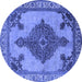 Round Oriental Blue Industrial Rug, urb2209blu