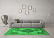 Machine Washable Oriental Green Industrial Area Rugs in a Living Room,, wshurb2209grn