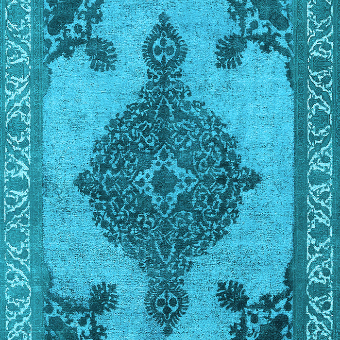 Machine Washable Oriental Light Blue Industrial Rug, wshurb2209lblu