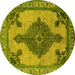 Round Oriental Yellow Industrial Rug, urb2209yw