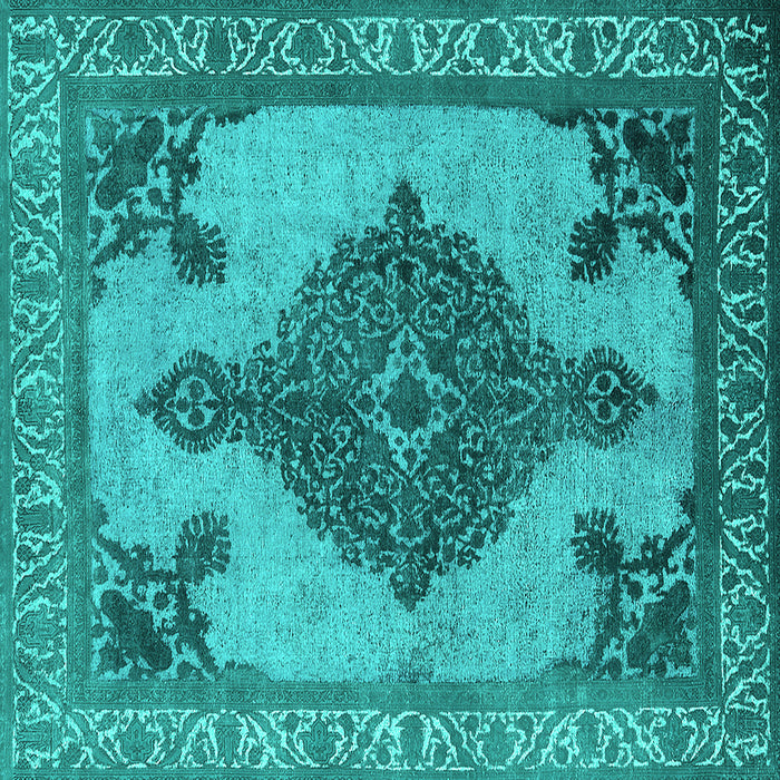 Square Oriental Turquoise Industrial Rug, urb2209turq