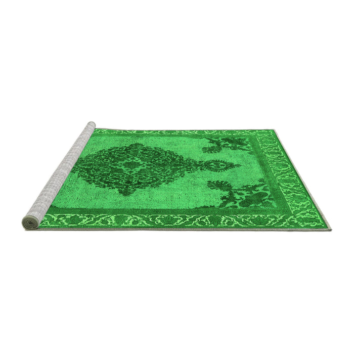 Sideview of Machine Washable Oriental Green Industrial Area Rugs, wshurb2209grn