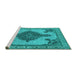 Sideview of Machine Washable Oriental Turquoise Industrial Area Rugs, wshurb2209turq