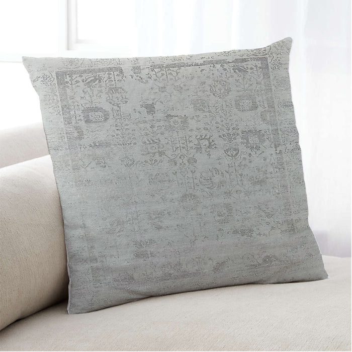 Lifestyle Image of Mid-Century Modern Urban Square Pale Silver Gray Throw Pillow, 18 inch by 18 inch, pwurb220