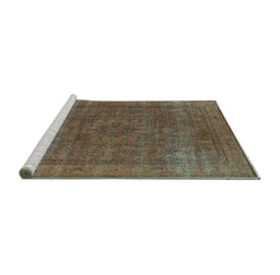 Sideview of Machine Washable Oriental Turquoise Industrial Area Rugs, wshurb2210turq